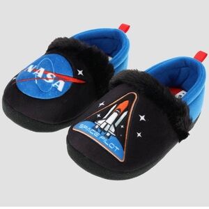 Kids' NASA Space Pilot Loafer Slippers - Black 7-8T